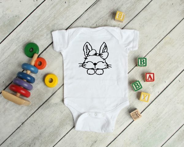 Personalised Line Art Bunny With A Bow – Easter Baby Grow