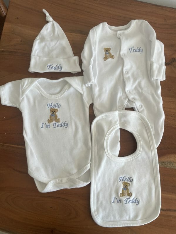Embroidered Teddy Bear New Baby Bundle