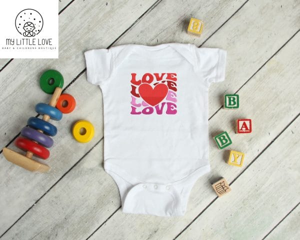 Valentines Baby Vest – Embroidered Love Love Love