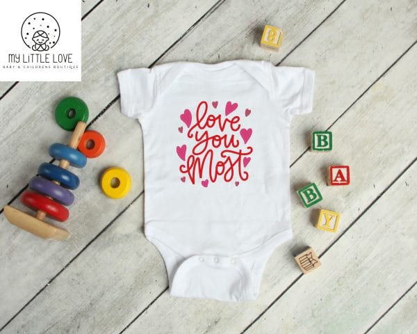 Valentines Baby Vest – Embroidered Love You Most