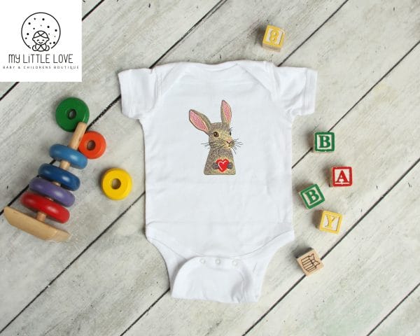 Valentines Baby Vest – Embroidered Love Rabbit